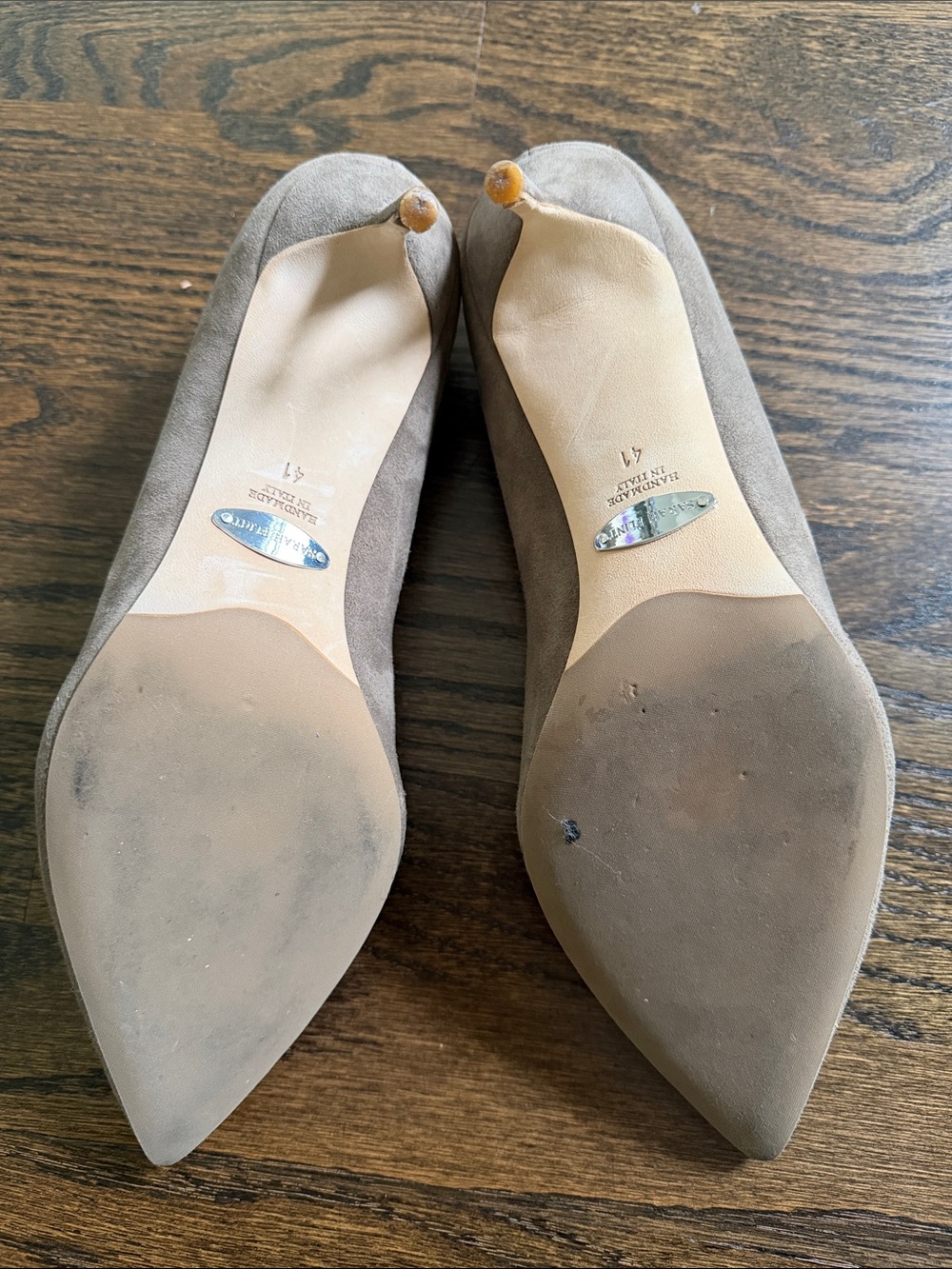 Sarah Flint Taupe Suede Pointed Toe Pumps - Picture 3 of 9